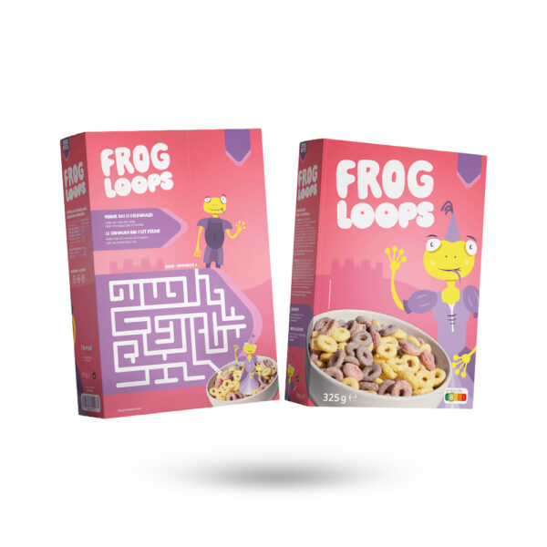 cereal with printed frog logo