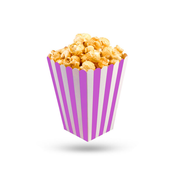 purple printed popcorn boxes