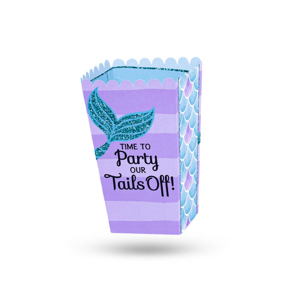purple printed popcorn boxes