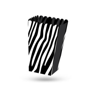 Black and white popcorn boxes