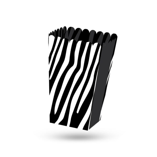 Black and white popcorn boxes