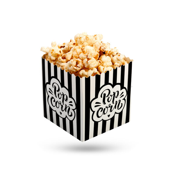 printed white and back popcorn boxes